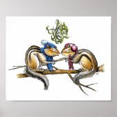 Poster Chipmunks Under the Mistletoe Print (Devant)