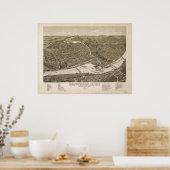 Poster Chippewa Falls WI 1886 Carte panoramique antique (Cuisine)