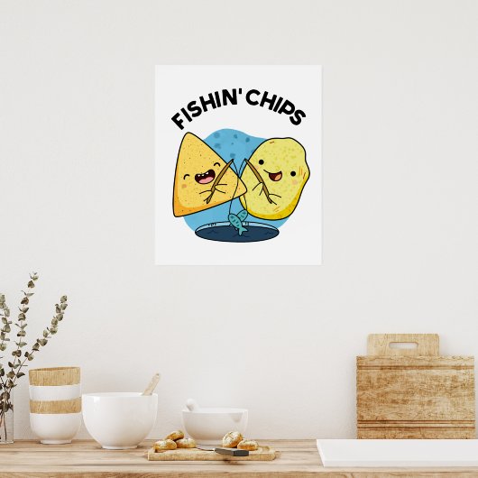 Poster Chips de pêche Funny Food Pun (Cuisine)