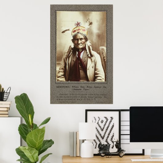 Poster Chiricahua Apache Leader Indien Geronimo Portrait (Bureau à domicile)