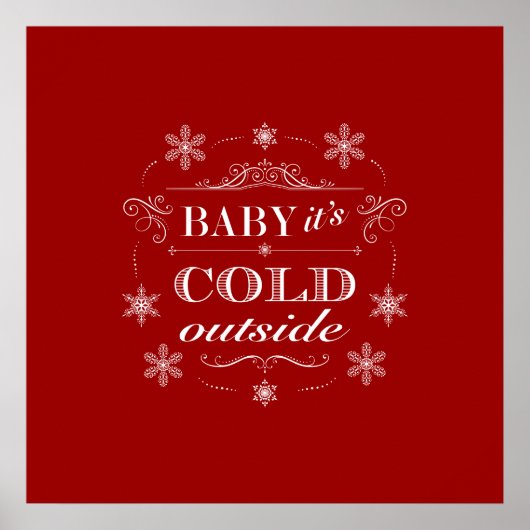 Poster Chirstmas ou Apres-Ski Red et White Snowflakes (Devant)