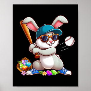 Poster Chirures Pâques Bunny De Baseball Drôle Pour Les E