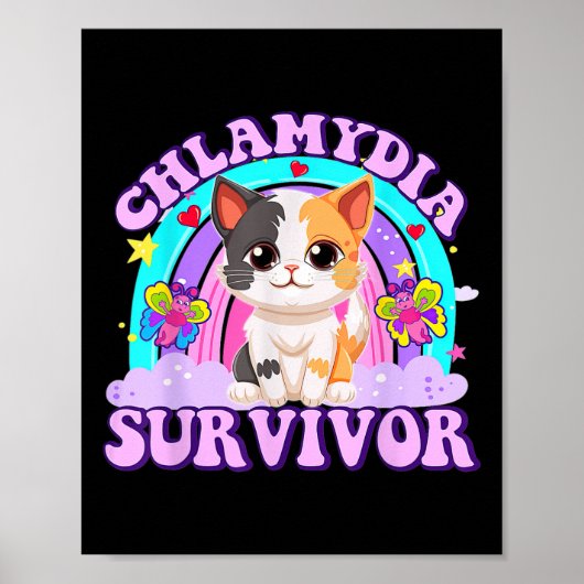 Poster Chlamydia Survivor Chat Arc-en-ciel (Devant)