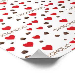Poster Chocoholic Coeurs Rouges en Chocolat au Cacao Amou