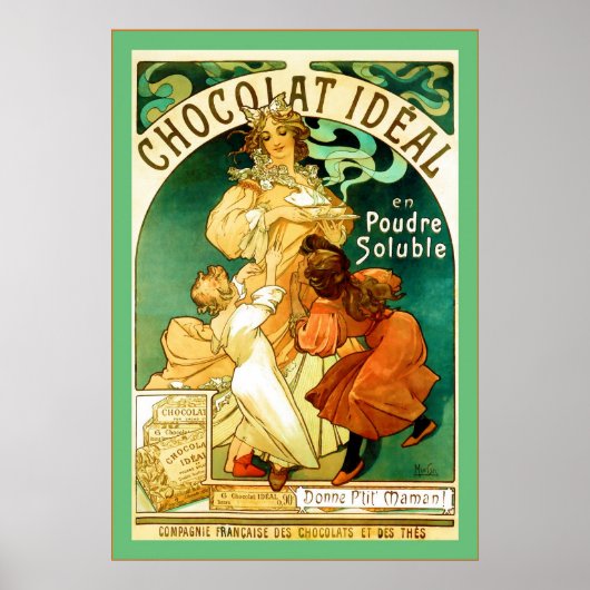 Poster Chocolat ~ Alphonse Mucha ~ Vintage Ad (Devant)