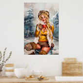 Poster "Chocolat Chaud À Froid Day" Pinup Art (Cuisine)
