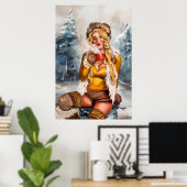 Poster "Chocolat Chaud À Froid Day" Pinup Art (Bureau à domicile)
