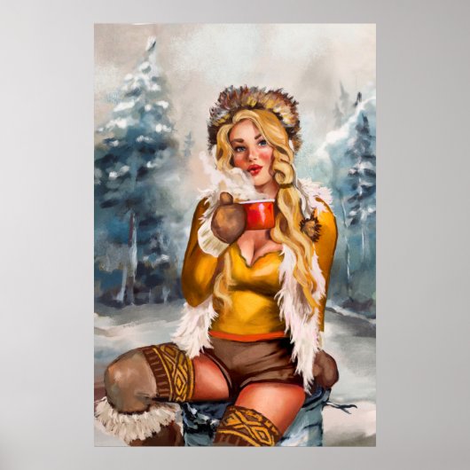 Poster "Chocolat Chaud À Froid Day" Pinup Art (Devant)