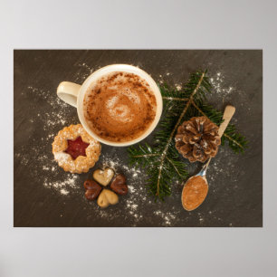 Poster Chocolat Chaud, Cookie & Bonbons Très Mignons