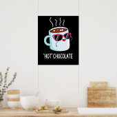 Poster Chocolat Chaud Drôle Boisson Pun Dark BG (Cuisine)