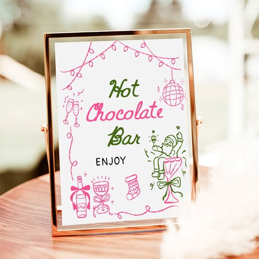 Poster Chocolat Chaud Mariage de Noël Dessiné à la Main