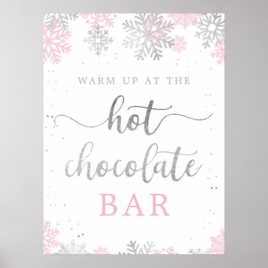 Poster Chocolat chaud Silver rose Silver Snowflakes hiver (Devant)