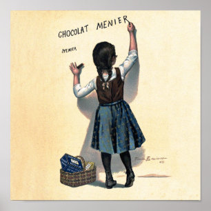 Poster Chocolat Enfant Écrivant sur le Mur Art Victorien