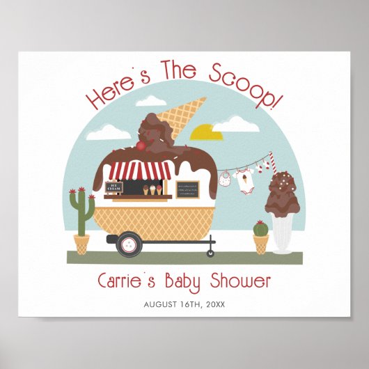 Poster Chocolat glace crème Camper Baby shower neutre (Devant)