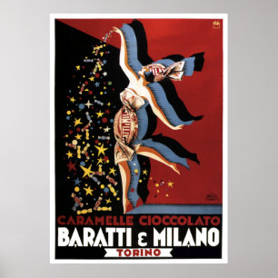Poster CHOCOLAT ITALIEN BARATTI & MILANO c. 1920