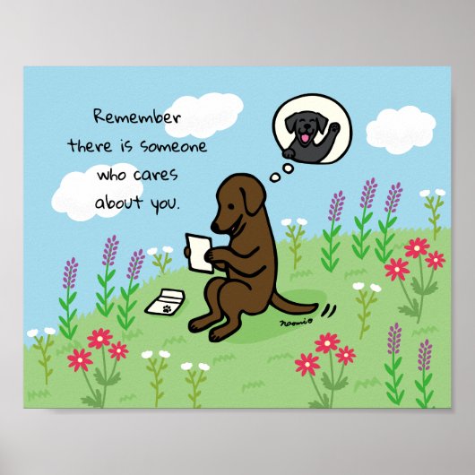 Poster Chocolat Labrador et lettre Personne ne s'occupe (Devant)