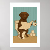Poster Chocolat Labrador Lecture journal sur Toilet (Devant)