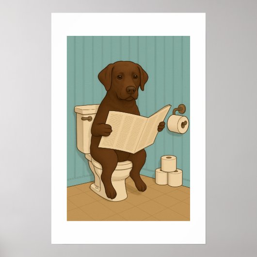 Poster Chocolat Labrador Lecture journal sur Toilet (Devant)