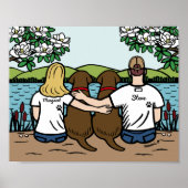 Poster Chocolat personnalisé Labrador Famille Blonde Long (Devant)