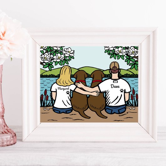 Poster Chocolat personnalisé Labrador Famille Blonde Long