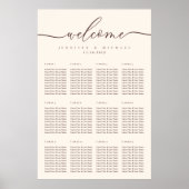 Poster Chocolate Brown Welcome Wedding Table Seating (Devant)