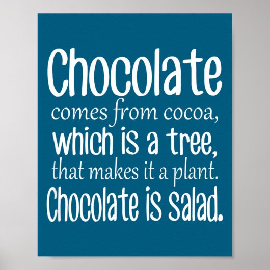 Poster Chocolate Is Salad Funny Diet Quote  (Devant)