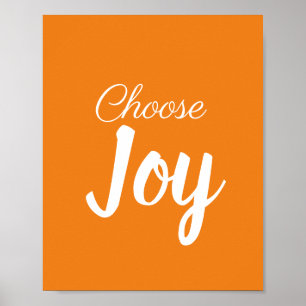 Poster Choisir Joy Girly Pastel Orange et White Modern