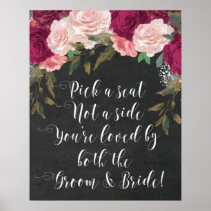 Poster choisir un siège et non un panneau mariage bordeau
