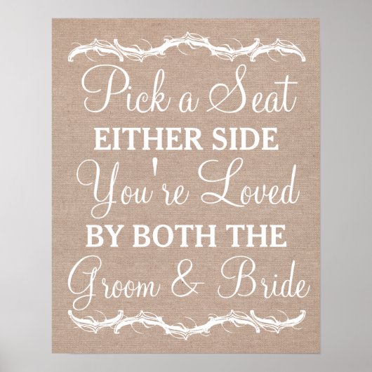 Poster Choisir un siège sur le panneau mariage du tas lat (Devant)
