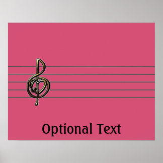 Poster Choisir une couleur Embossée Look Treble Clef et H