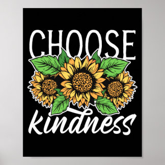 Poster Choisissez la gentillesse tournesol inspiré boho