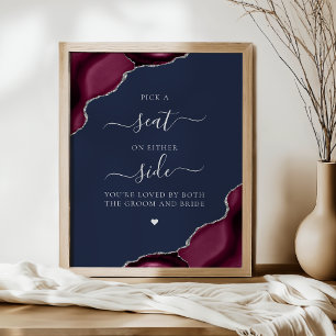 Poster Choisissez un siège Bourgogne Agate Argent Navy Ma