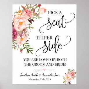 Poster Choisissez un siège de chaque côté mariage cérémon