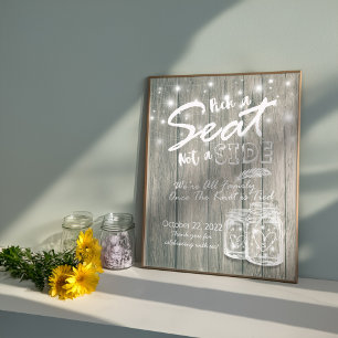 Poster Choisissez un siège et non un camp Mariage Panneau