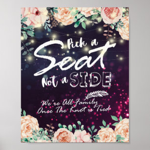 Poster Choisissez Un Siège Et Non Un Côté Floral Mariage