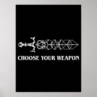 Poster Choisissez votre arme Dice Sword Tabletop RPG Jeu
