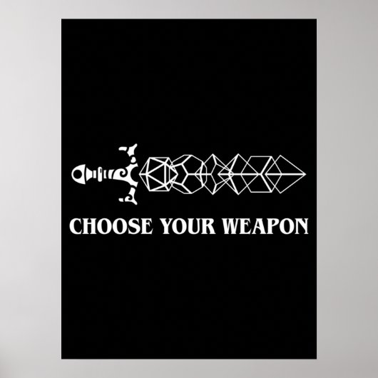 Poster Choisissez votre arme Dice Sword Tabletop RPG Jeu (Devant)