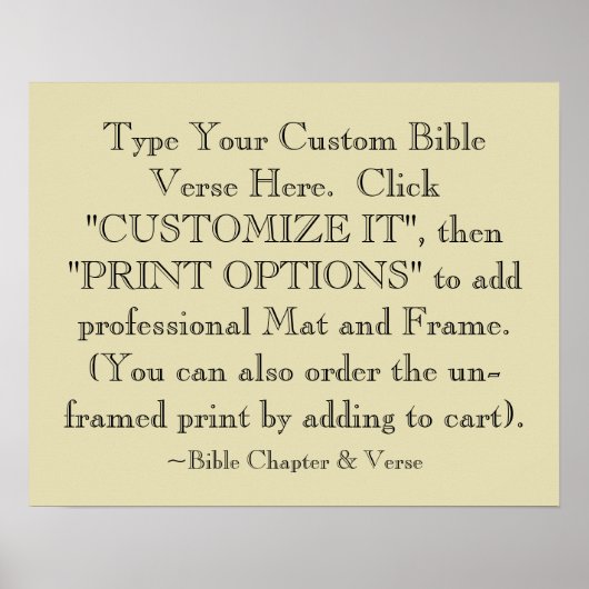 Poster Choisissez Votre Bible Verse Art Print, Facultatif (Devant)