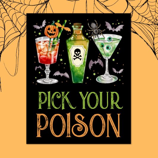 Poster Choisissez votre poison Halloween Cocktails Boisso