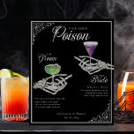 Poster Choisissez votre poison Skeleton Bride & Groom Coc<br><div class="desc">Rien ne crie "Je le fais !" comme un panneau de boisson gothique d'inspiration Halloween signé par un mariage. Préparez-vous à une fête d'une beauté effroyable comme nul autre avec notre squelette 'Til Death Do Us Part' & floral Halloween gothique thème marié et signature de marié boissons signe mariage gothique....</div>