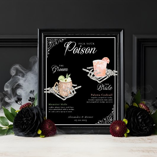 Poster Choisissez votre poison Skeleton Bride & Groom Coc