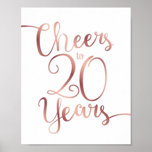 Poster CHOIX Rose Or CHEERS À 20 ANS Signer Imprimer (Devant)