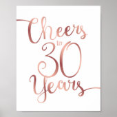 Poster CHOIX Rose Or CHEERS À 30 ANS Signer Imprimer (Devant)