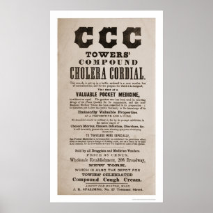 Poster Cholera Medicine Broadside Print 1870