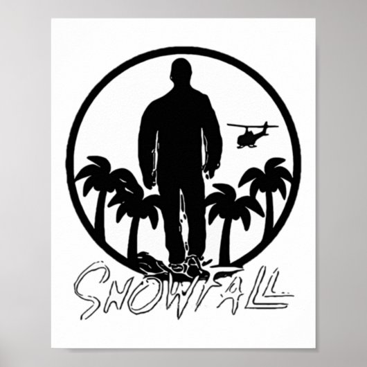 Poster Choppe Sunset Snowfall Noir Blanc Sticker (Devant)