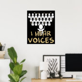 Poster Chorale Enseignant J'Entends Voices Funny Choriste (Bureau à domicile)