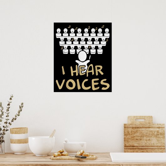 Poster Chorale Enseignant J'Entends Voices Funny Choriste (Cuisine)