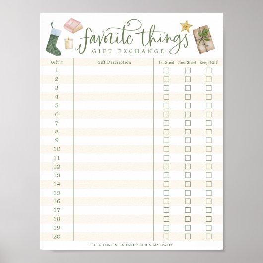 Poster Chose préférée Tracker d'échange de cadeaux Téléch (Devant)