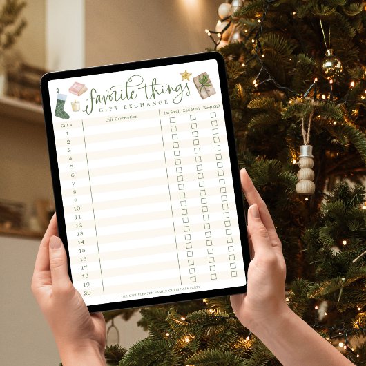 Poster Chose préférée Tracker d'échange de cadeaux Téléch