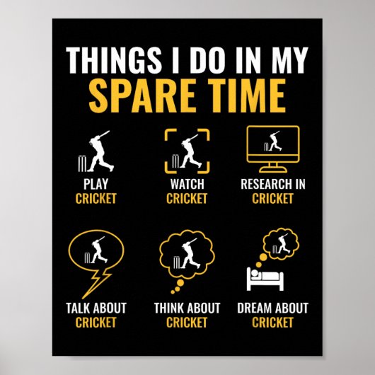 Poster Chose que je fais dans mon temps libre Cricket Spo (Devant)